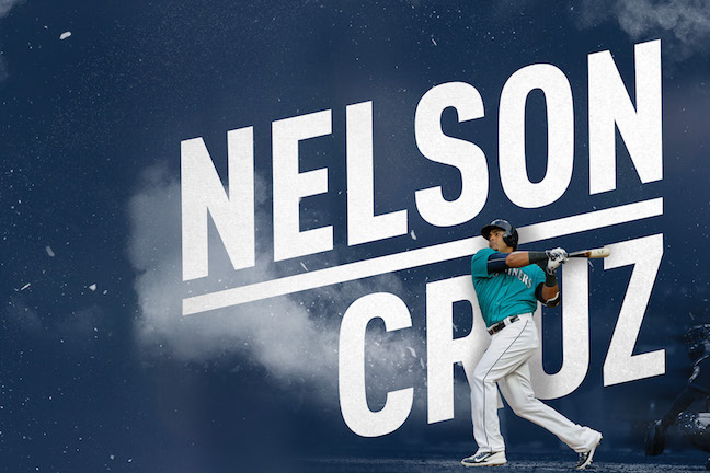 Image of Nelson Cruz superimposed over 'rhombus' text styling